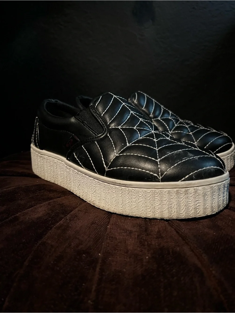 Strange Cvlt spiderweb slip on sneakers